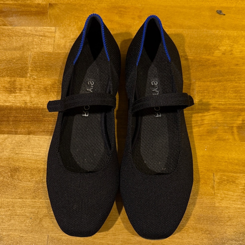 Rothy's Black Flats with Blue Highlights